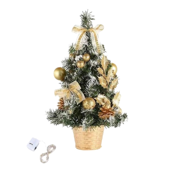 Χριστουγεννιάτικο Διακοσμητικό Επιτραπέζιο Δεντράκι Χρυσό Φωτιζόμενο 40cm
