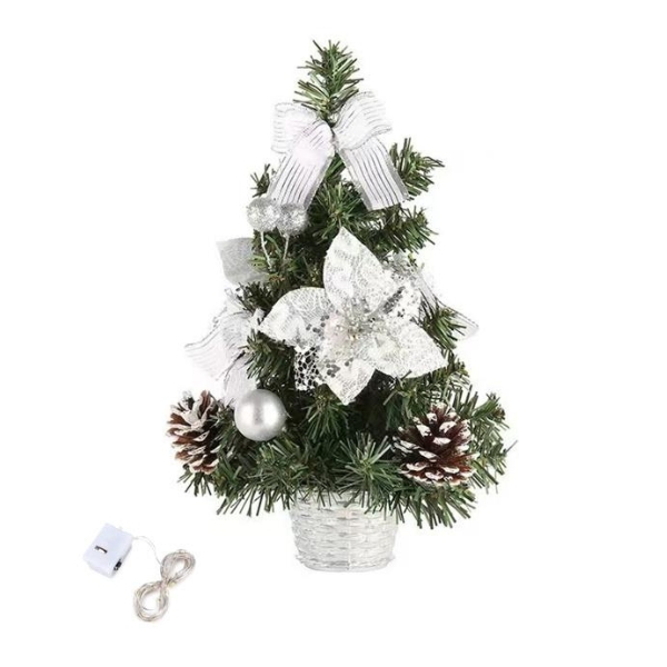 Χριστουγεννιάτικο Διακοσμητικό Επιτραπέζιο Δεντράκι Φωτιζόμενο Ασημί 40cm