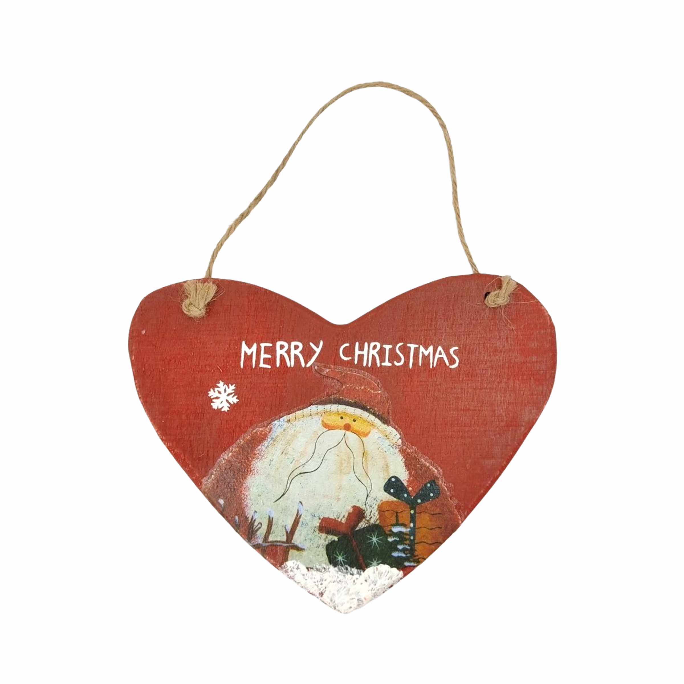 Χριστουγεννιάτικο Κρεμαστό Ξύλινη Καρδιά Merry Christmas 18x14cm