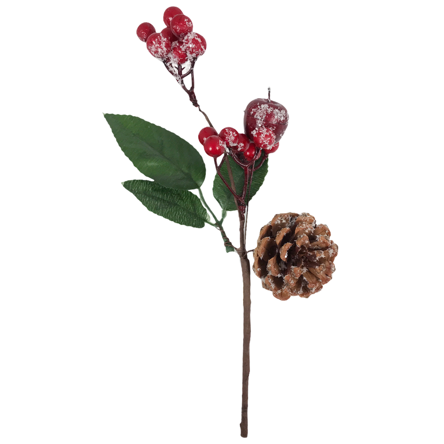 Χριστουγεννιάτικο Διακοσμητικό Κλαδί Berries Κουκουνάρια Φύλλα Χιονισμένο 24cm Σ120