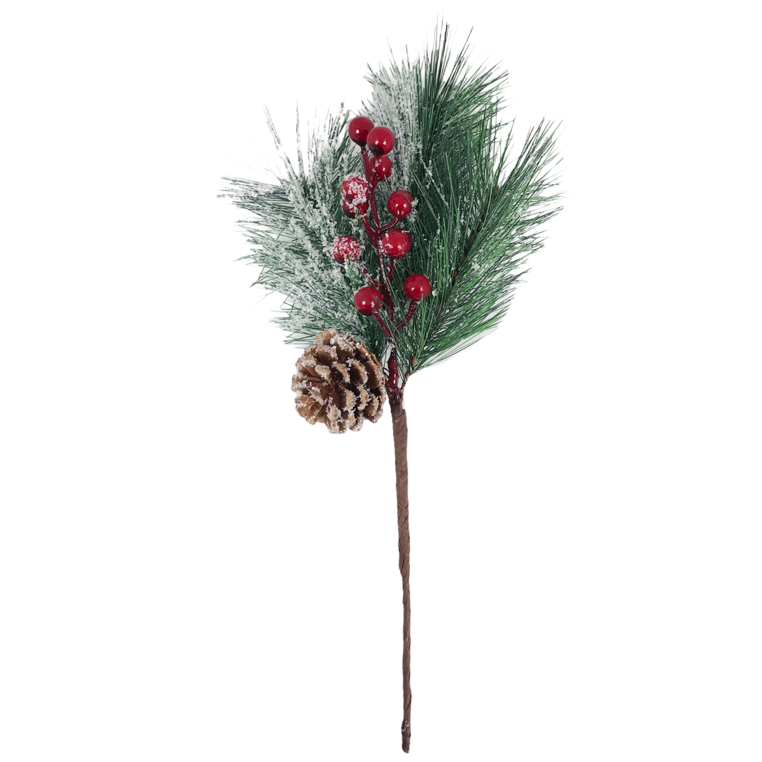 Χριστουγεννιάτικο Διακοσμητικό Κλαδί Berries Κουκουνάρι Χιονισμένο 35cm