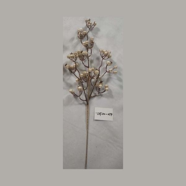 Χριστουγεννιάτικο Διακοσμητικό Κλαδί Σαμπανί Με Καρπούς Μικρά Ρόδια & Πέρλες 50cm