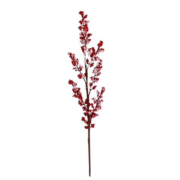Χριστουγεννιάτικο Διακοσμητικό Κλαδί Χιονισμένο Με Κόκκινους Καρπούς 80cm