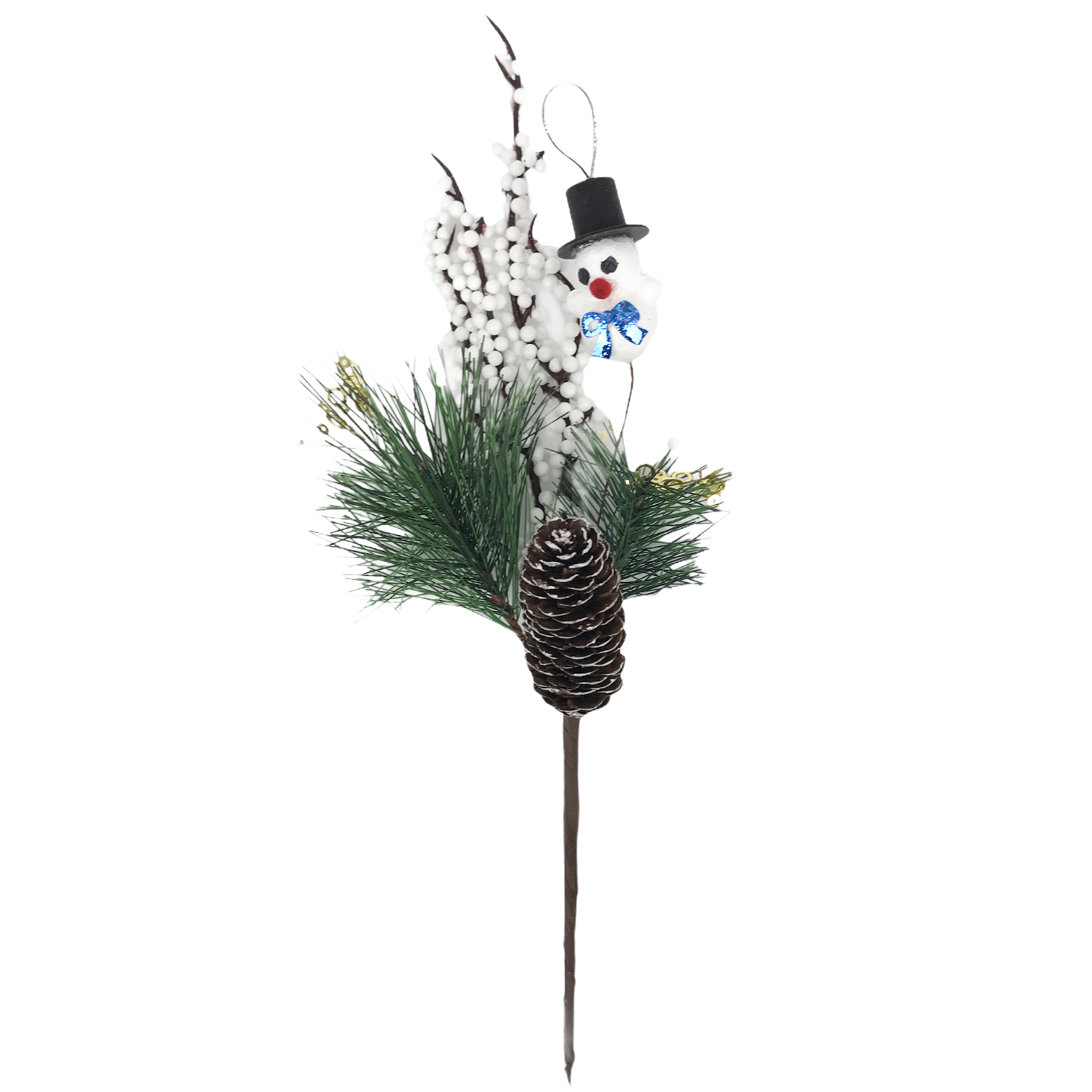 Χριστουγεννιάτικο Διακοσμητικό Κλαδί Χιονισμένο Χιονάνθρωπος 30cm