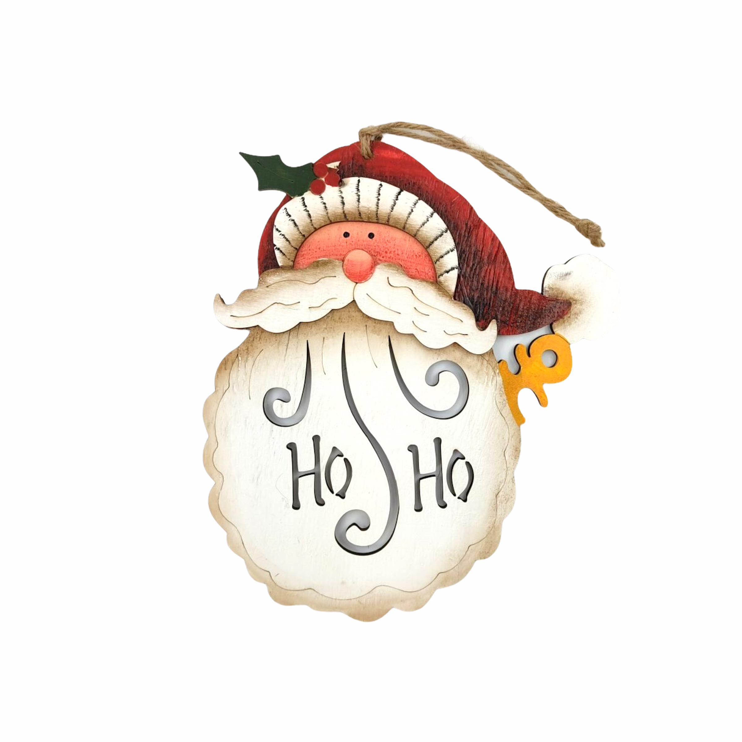 Χριστουγεννιάτικο Στολίδι Ξύλινο Άη Βασίλης Ho Ho Ho 20cm