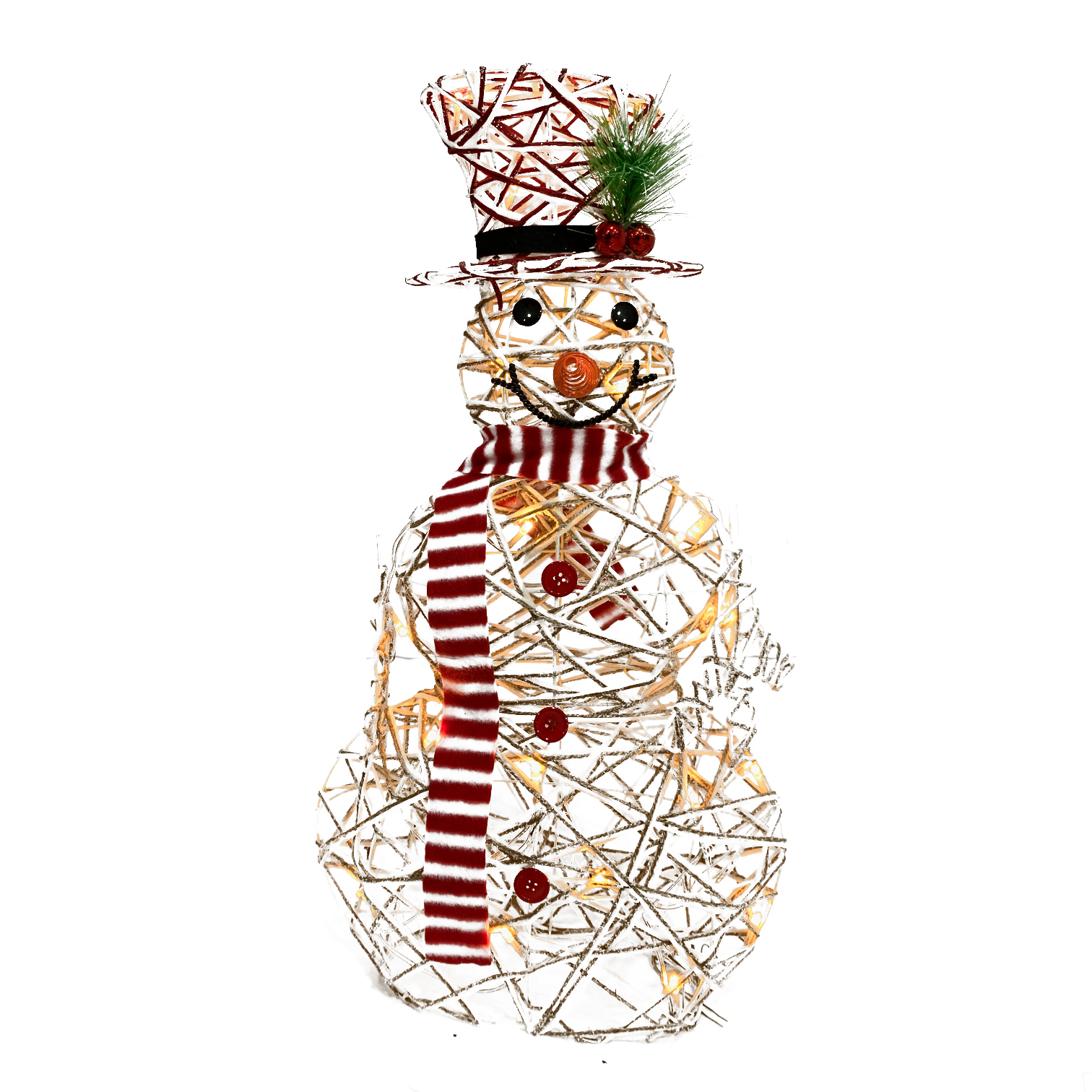 Χριστουγεννιάτικο Φωτιζόμενο Χιονάνθρωπος Κασκόλ Λευκό- Κόκκινο 60cm