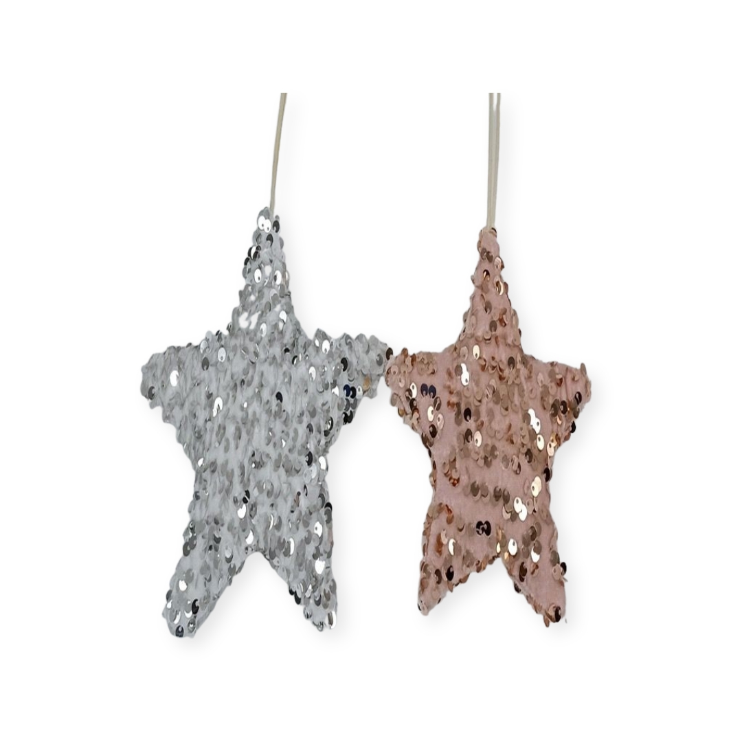 Χριστουγεννιάτικο Στολίδι Δέντρου Αστέρι Πούλιες Ασιημί/Ρόζ Χρυσό 13x12x3cm