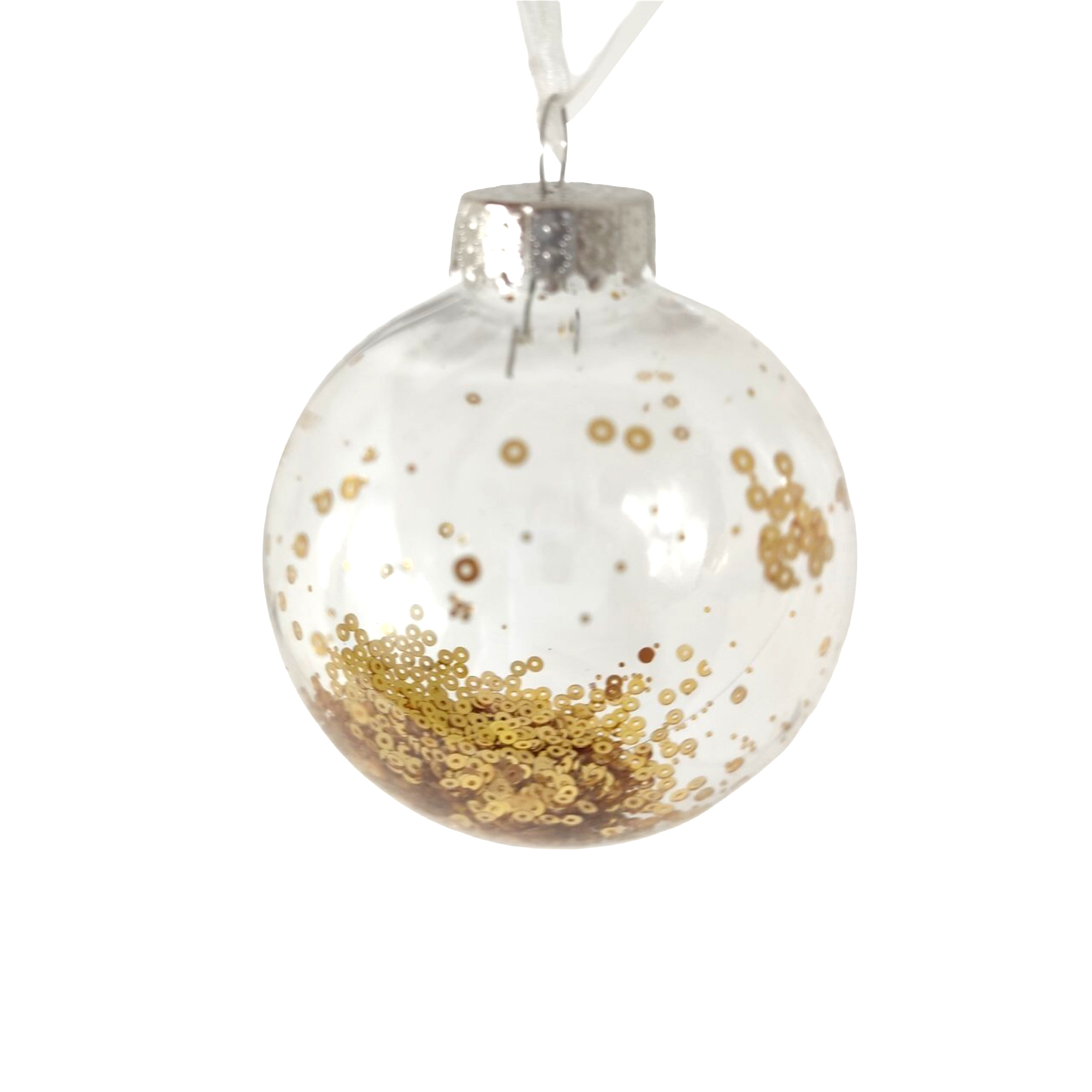 Χριστουγεννιάτικο Στολίδι Δέντρου Μπάλα Διαφανής Χρυσό Κομφετί 8 cm