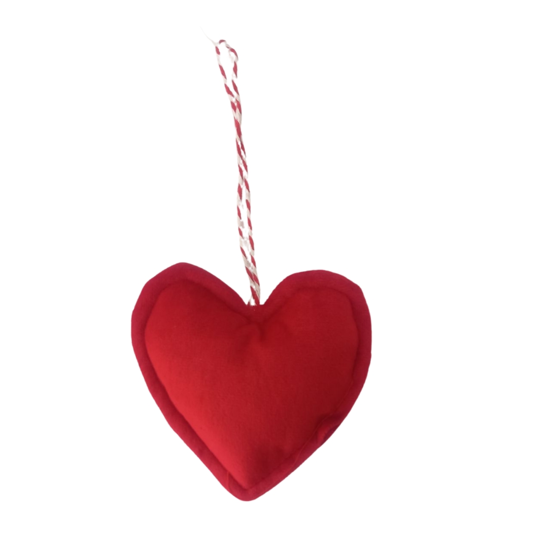 Χριστουγεννιάτικο Στολίδι Δέντρου Βελούδινο Καρδιά Κόκκινα 11x10,5x2cm