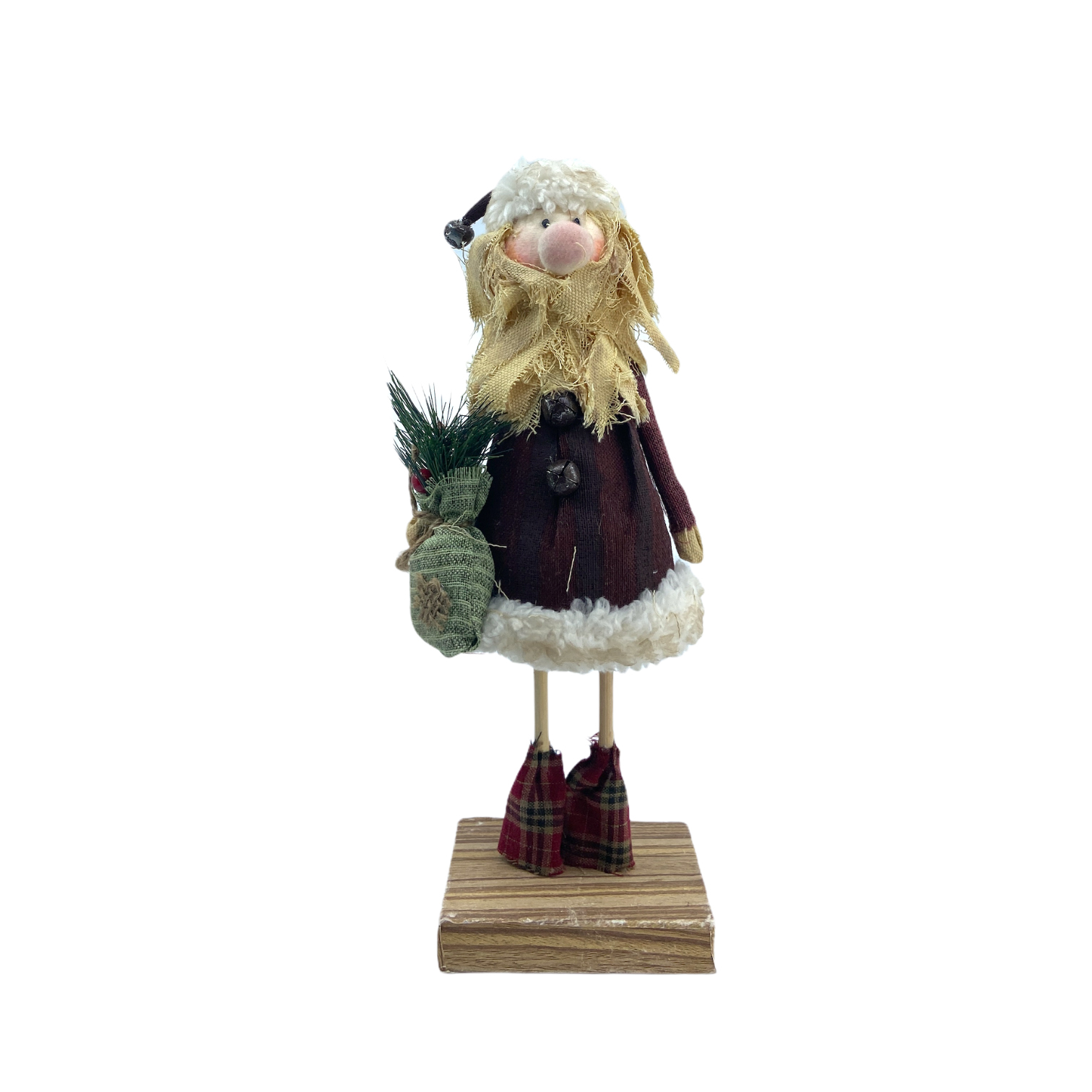 Χριστουγεννιάτικο Επιτραπέζιο Διακοσμητικό Άη Βασίλης Καρό Παπούτσια Δώρα 10x10x33cm