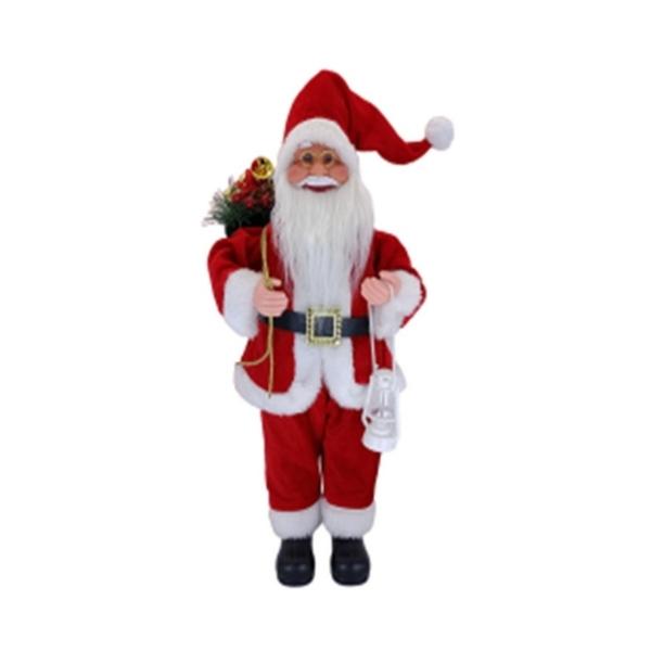 Χριστουγεννιάτικος Αληθοφανής Αη Βασίλης Κόκκινος Με Λευκό Φανάρι 60cm