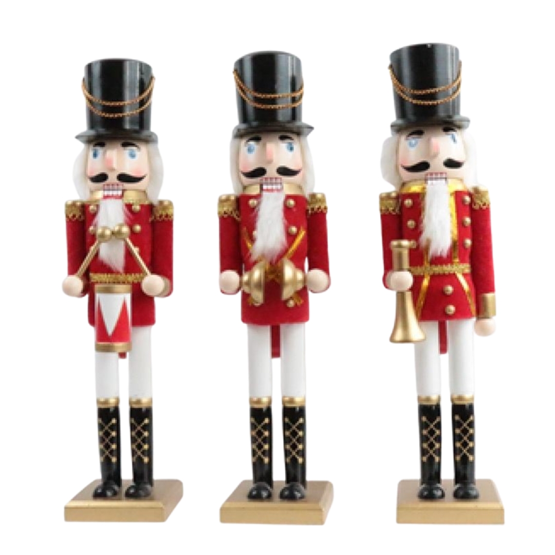 ΧΡΣ Διακοσμητικός Στρατιώτης Κόκκινη-Λευκή Στολή Μουσικά όργανα 38cm