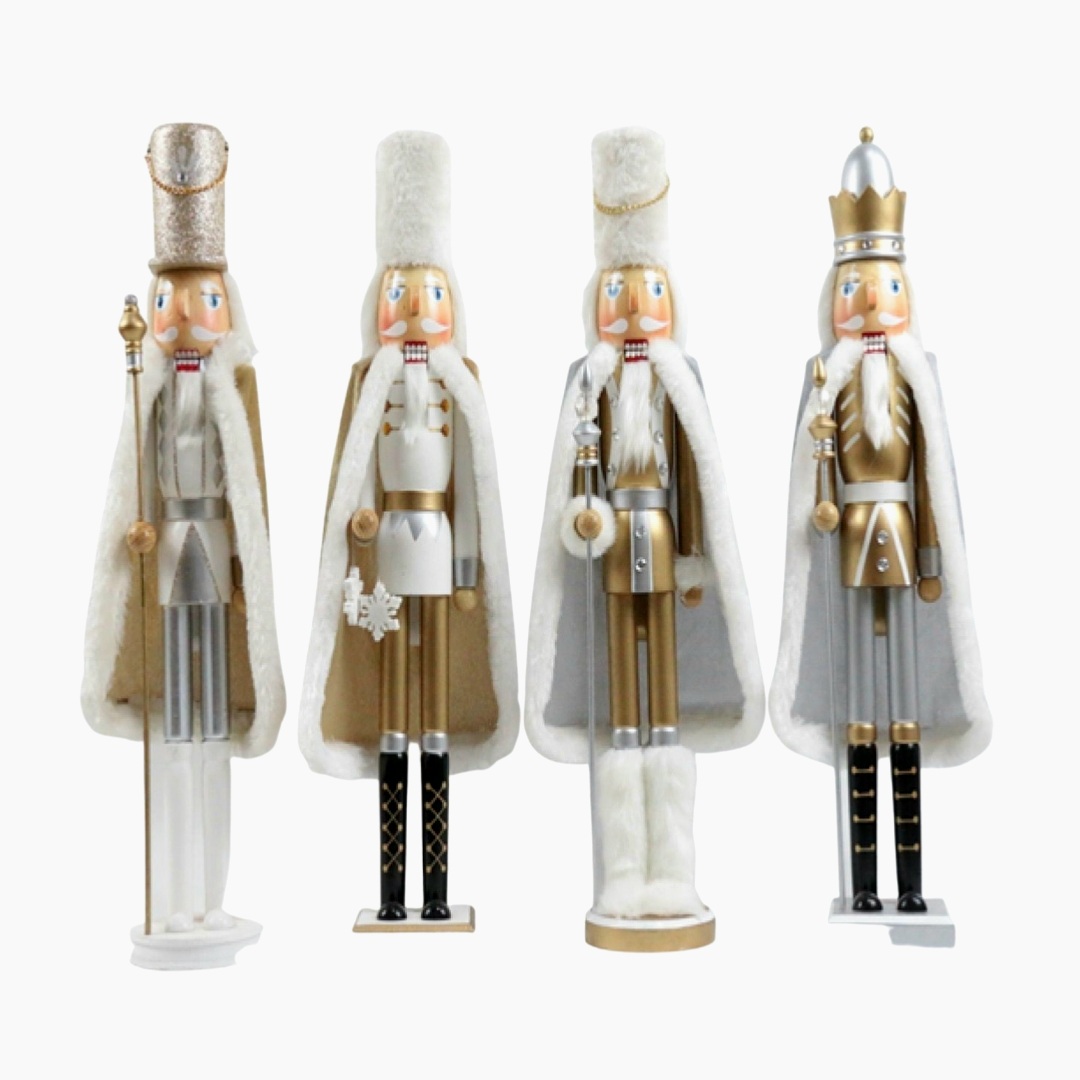 Χριστουγεννιάτικος Διακοσμητικός Στρατιώτης Λευκή-Χρυσή-Ασημί Στολή 4 Σχέδια 50cm