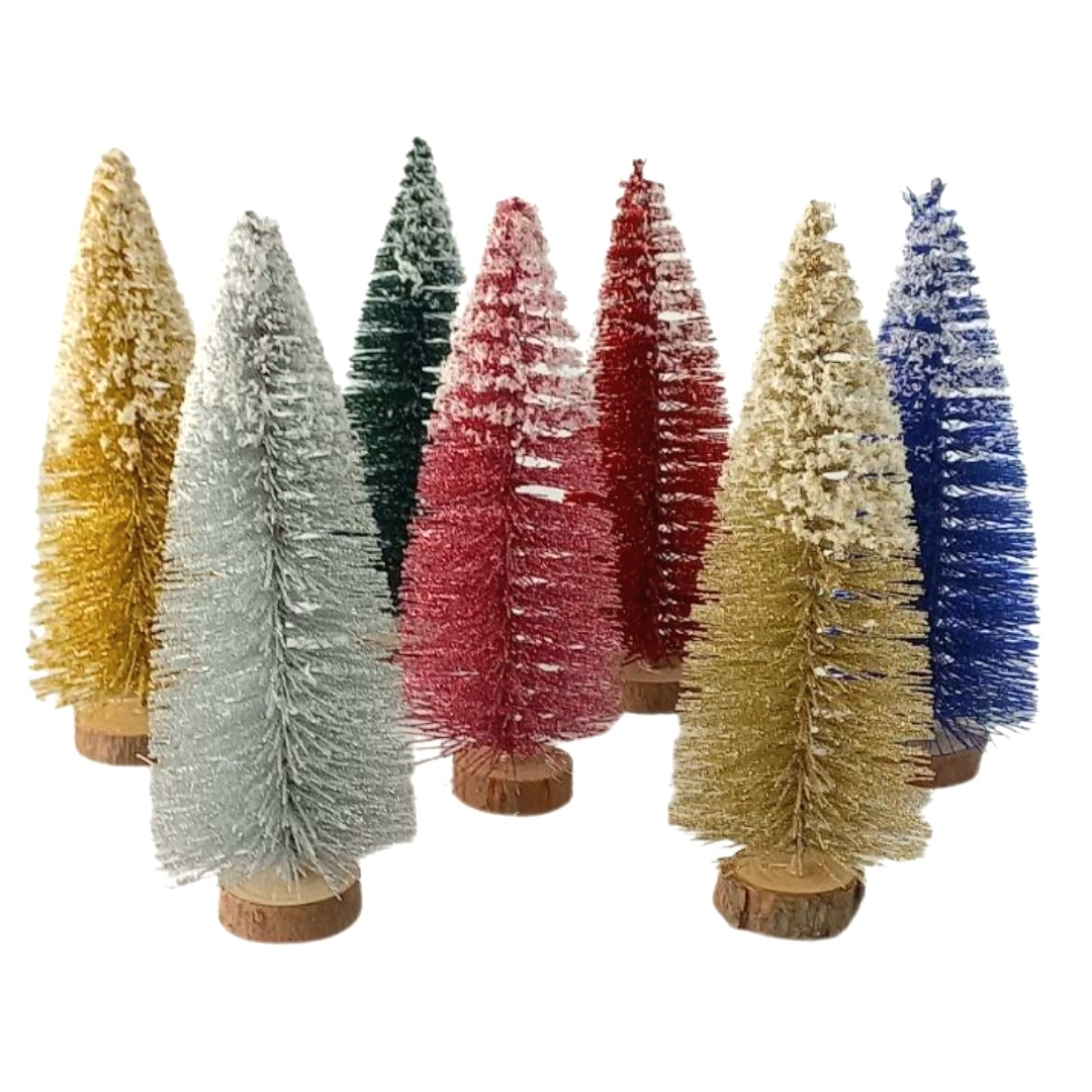 Χριστουγεννιάτικο Διακοσμητικό Δεντράκι Glitter Χιονισμένη Κορυφή 17cm Διάφορα Χρώματα