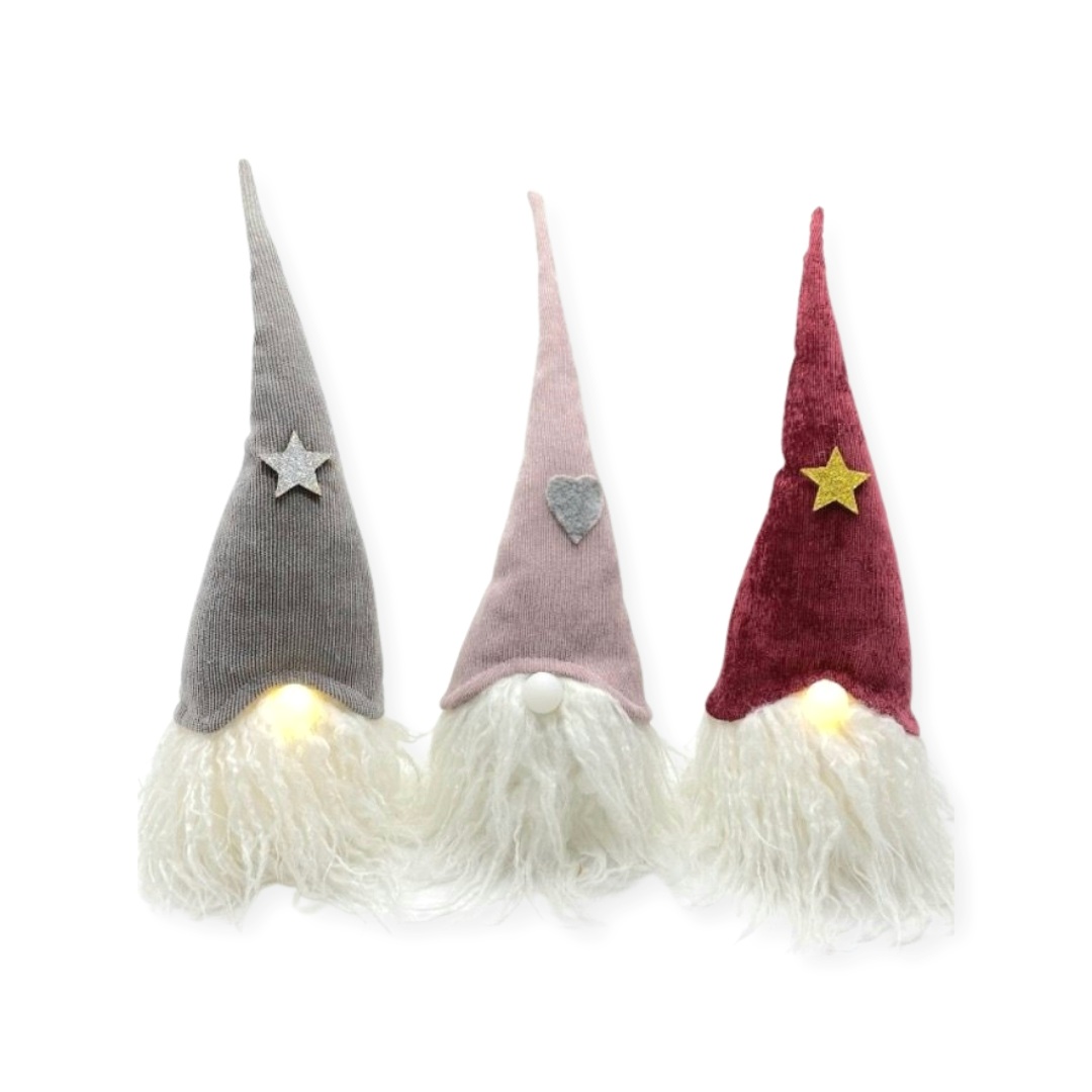 ΧΡΣ Διακοσμητική Φιγούρα Άη Βασίλης Gnome Κεφάλι 3 Χρώματα Φωτιζόμενο 10,5x34cm