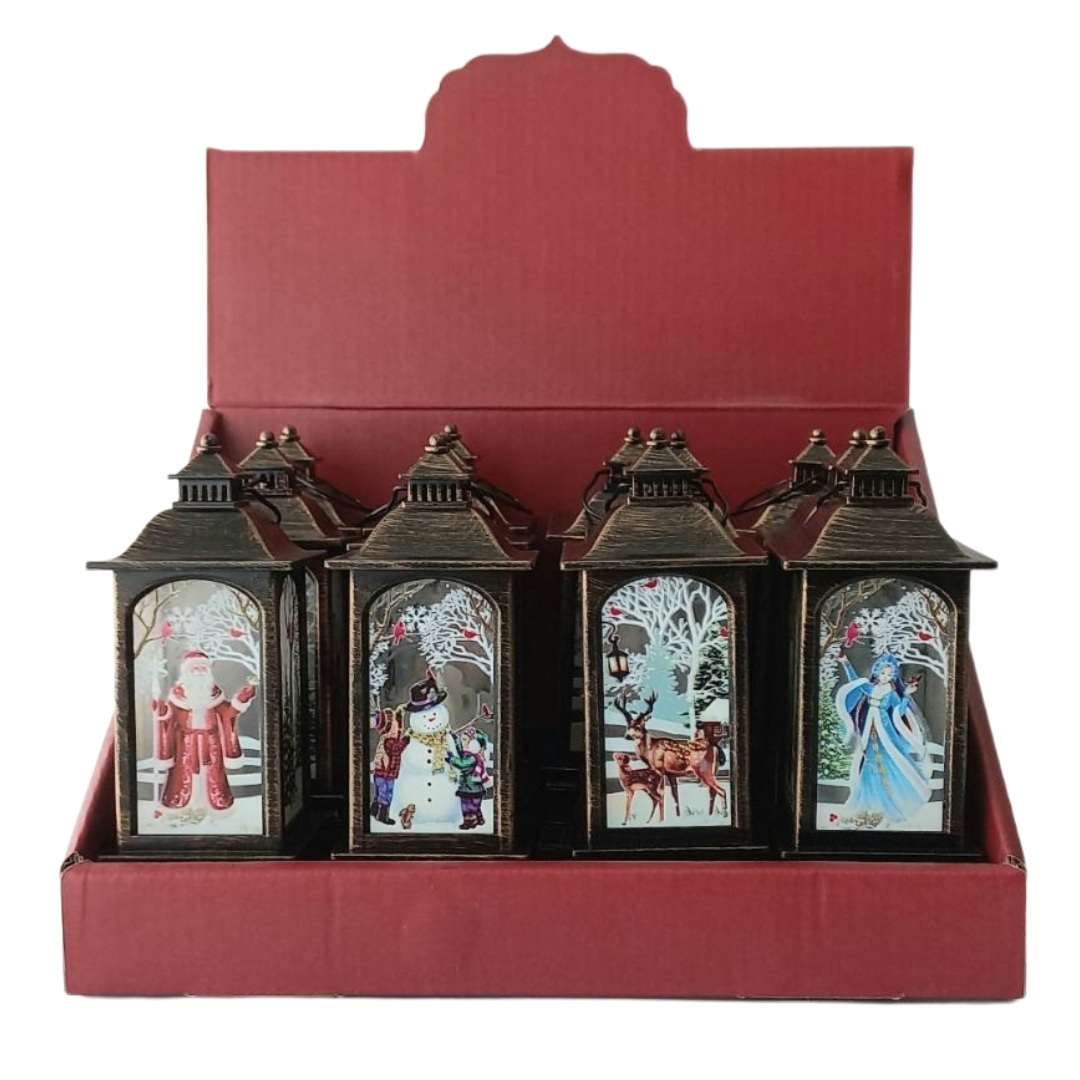 ΧΡΣ Διακοσμητικό Φανάρι Μπρονζε 4 Σχέδια Φωτιζόμενο 5,4x5,4x13cm