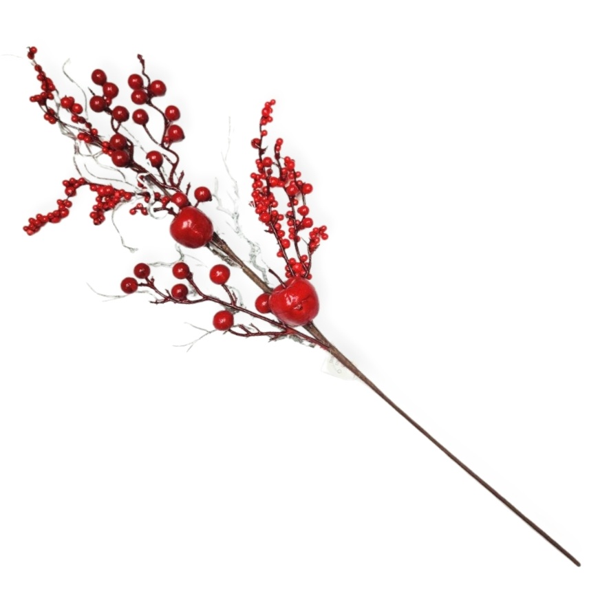 ΧΡΣ Διακοσμητικό Κλαδί Κόκκινοι Καρποί Χιονισμένο 70cm