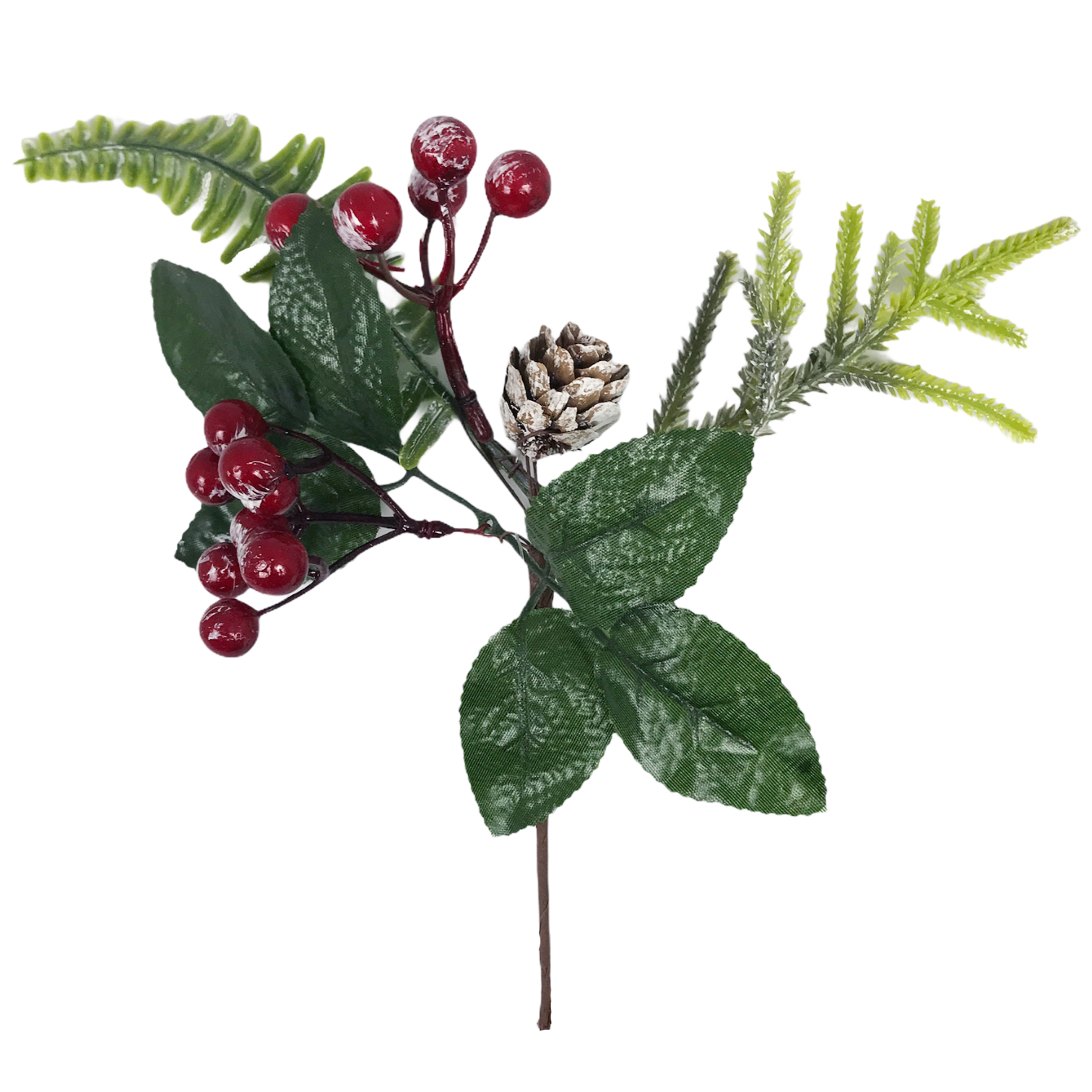 Χριστουγεννιάτικο Διακοσμητικό Κλαδί Berries Κουκουνάρια Φύλλα 26cm