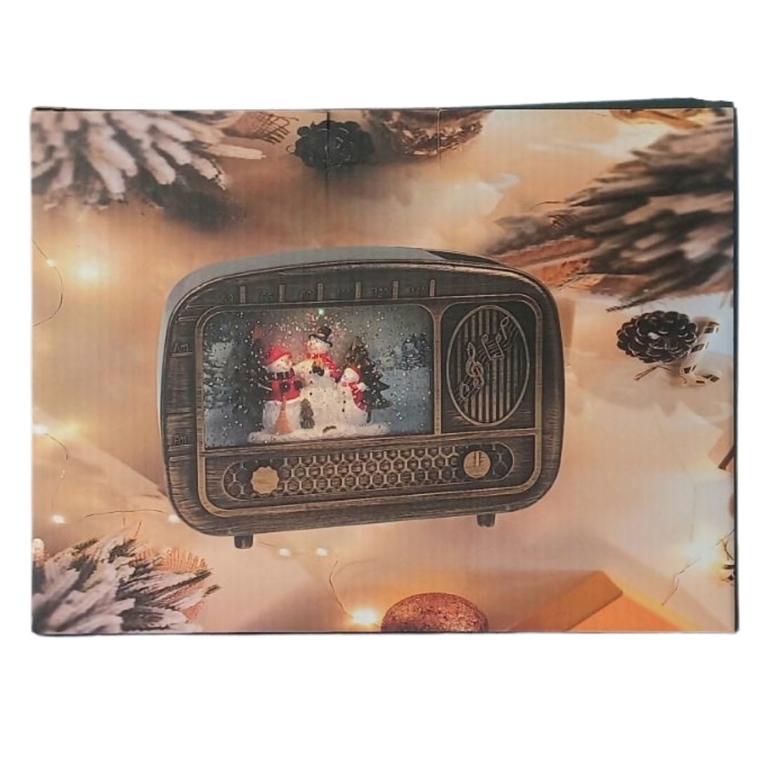 Χριστουγεννιάτικη Χιονόμπαλα Ραδιόφωνο Χιονάνθρωποι Φωτιζόμενο 21,7x6,2x14cm